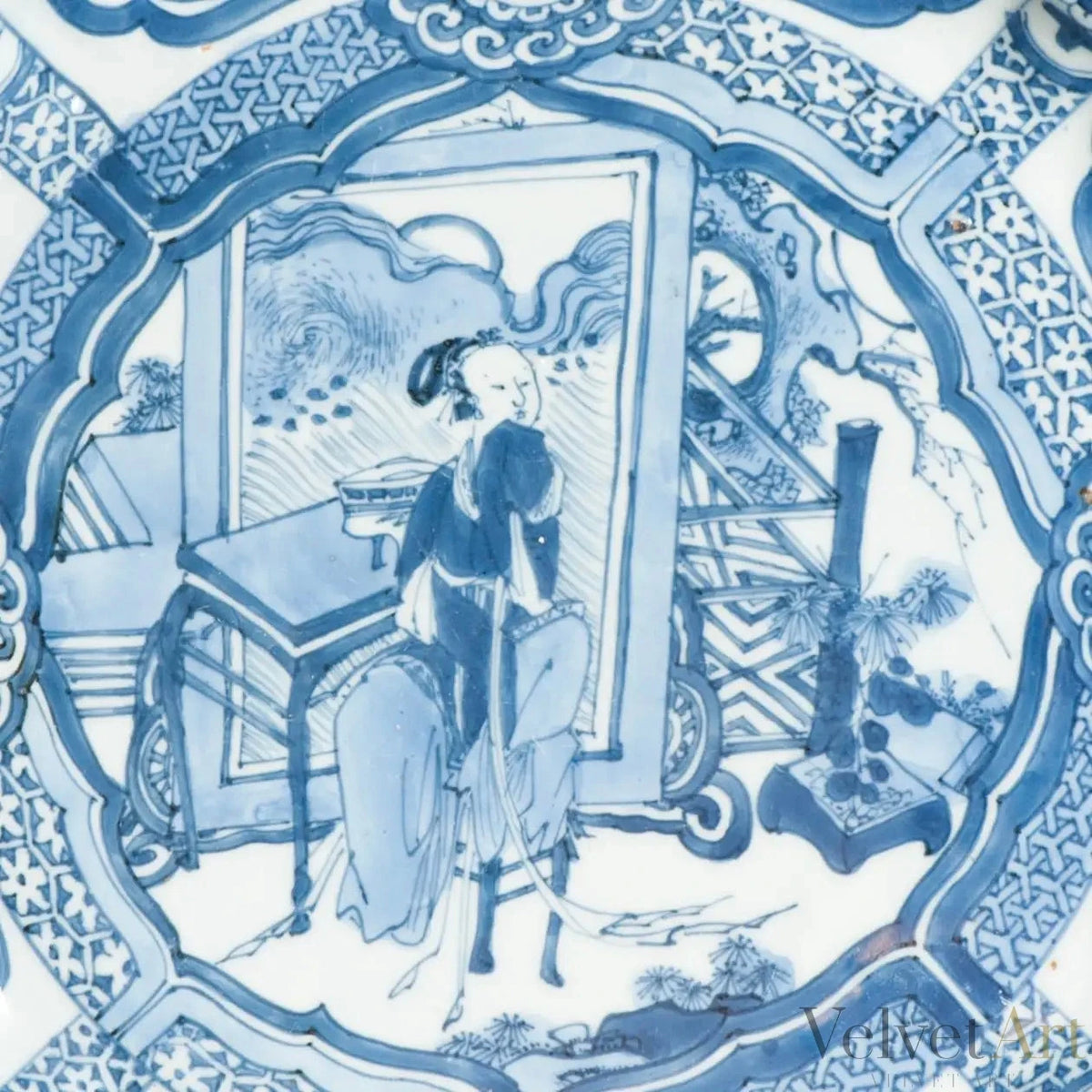 Plato Kraak Ming en Azul Cobalto | Periodo Wanli, 1600