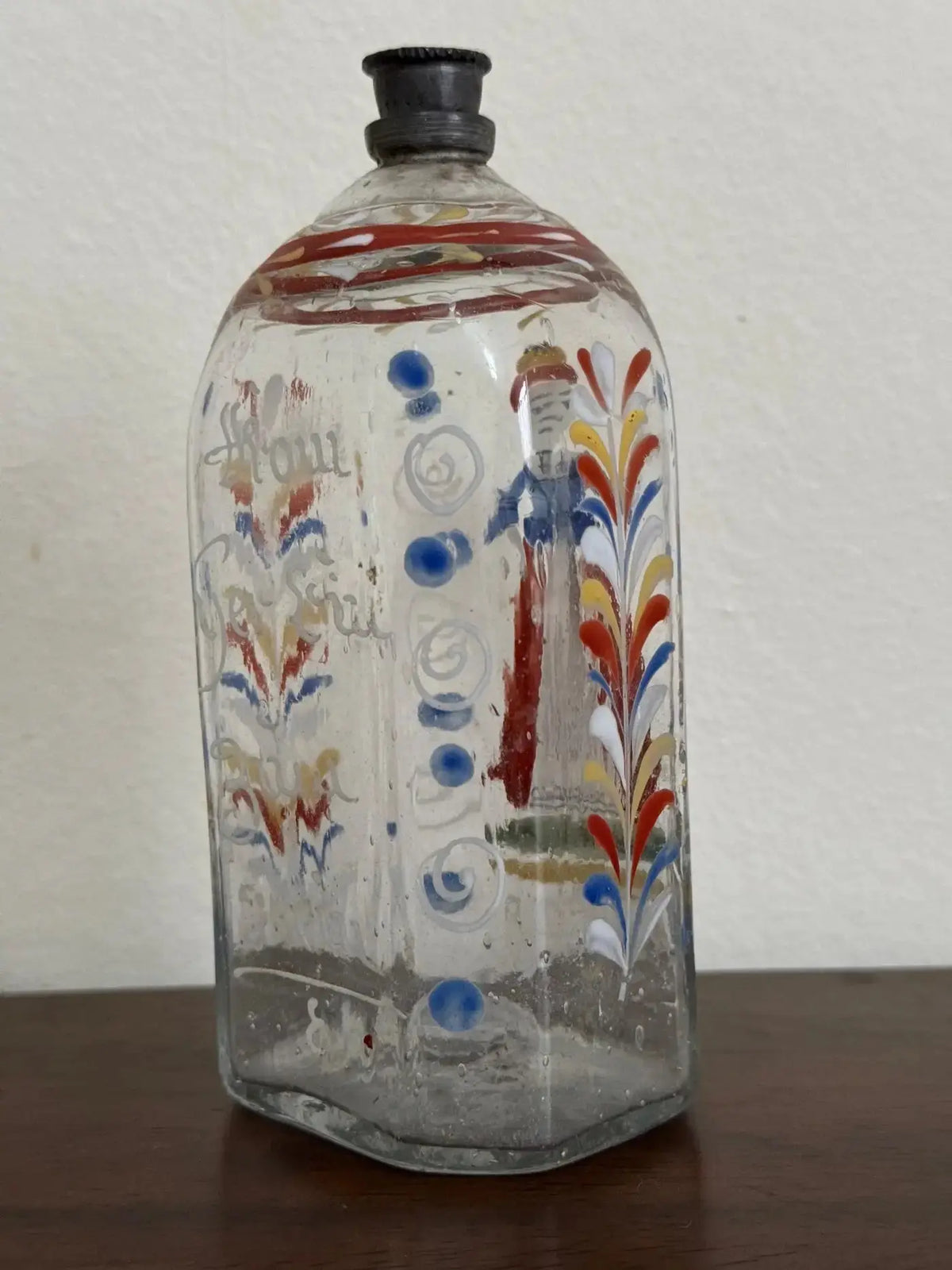 Botella Alemana de Vidrio Decorado | Siglo XVIII