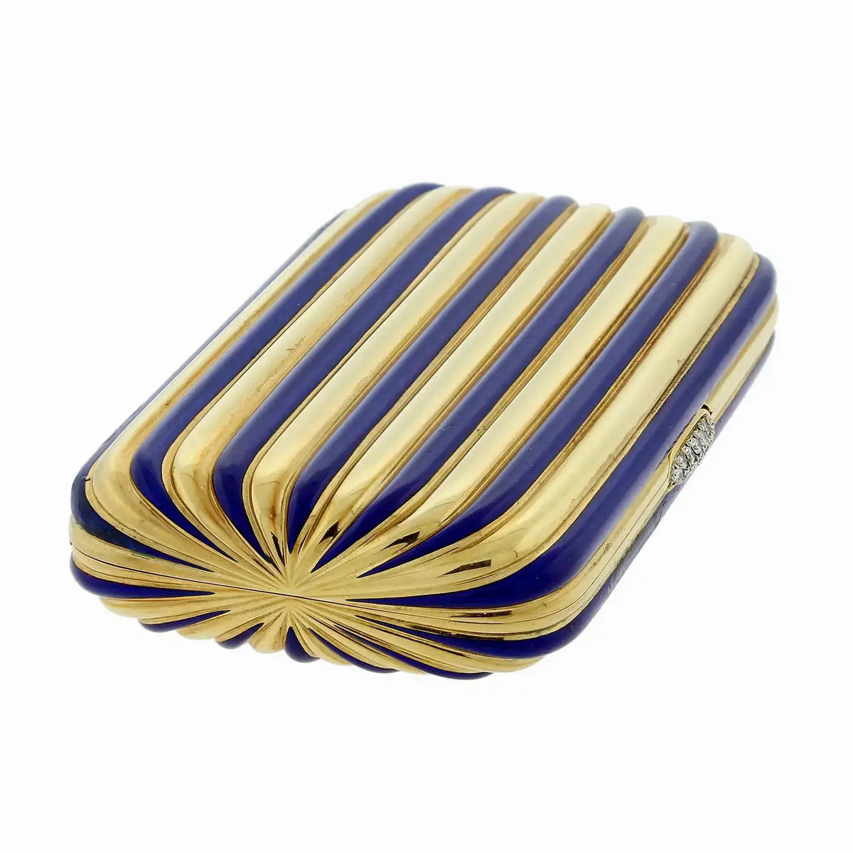 Caja de Maquillaje | Oro, Diamantes y Esmalte Azul | Siglo XX