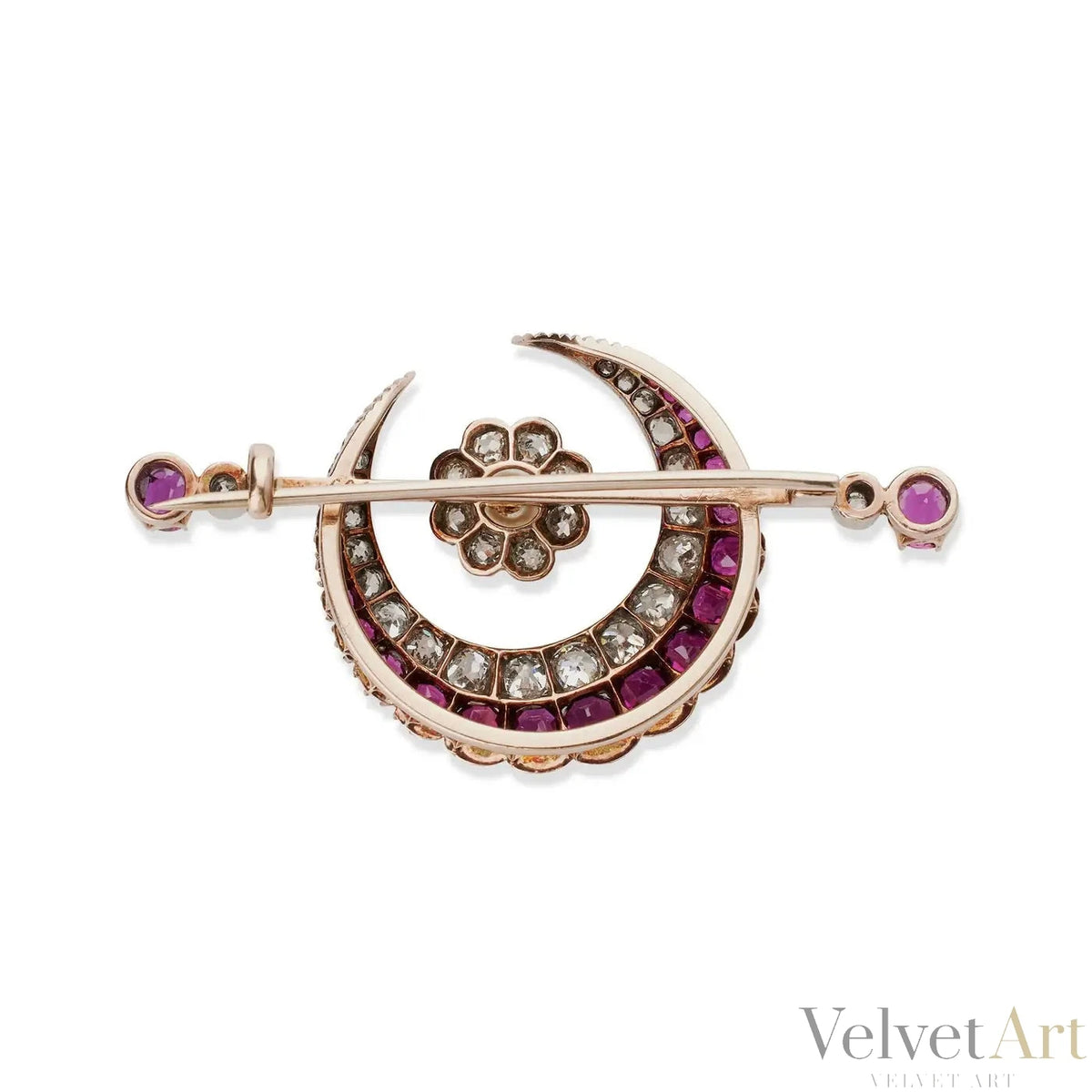 Broche de Rubíes, Diamante y Perlas, Carrington & Co., 1890 – vista 3 de 4