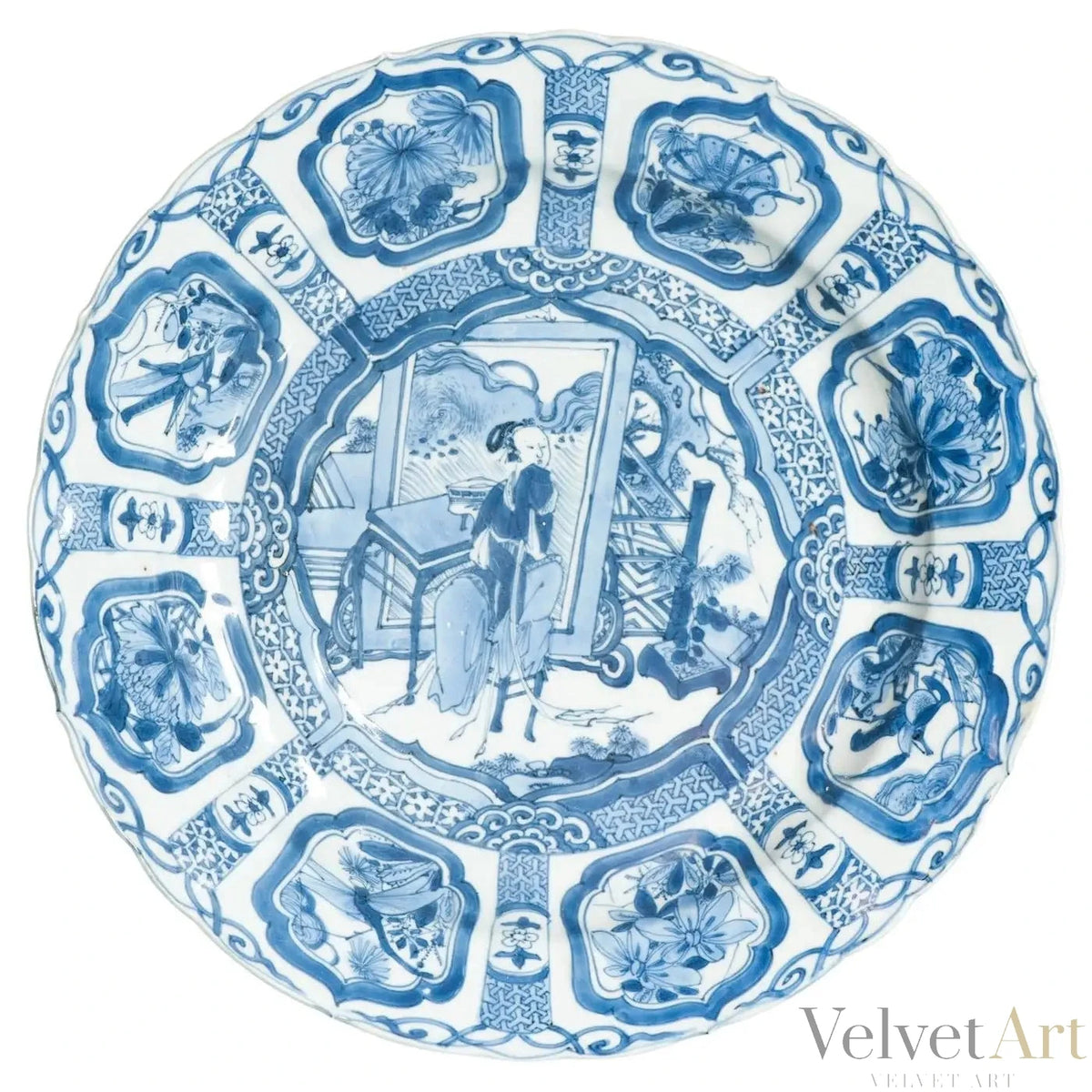 Plato Kraak Ming en Azul Cobalto | Periodo Wanli, 1600