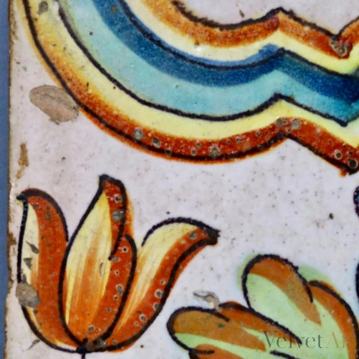 Azulejo de Manises con Decoración Floral | Valencia, Siglo XVII