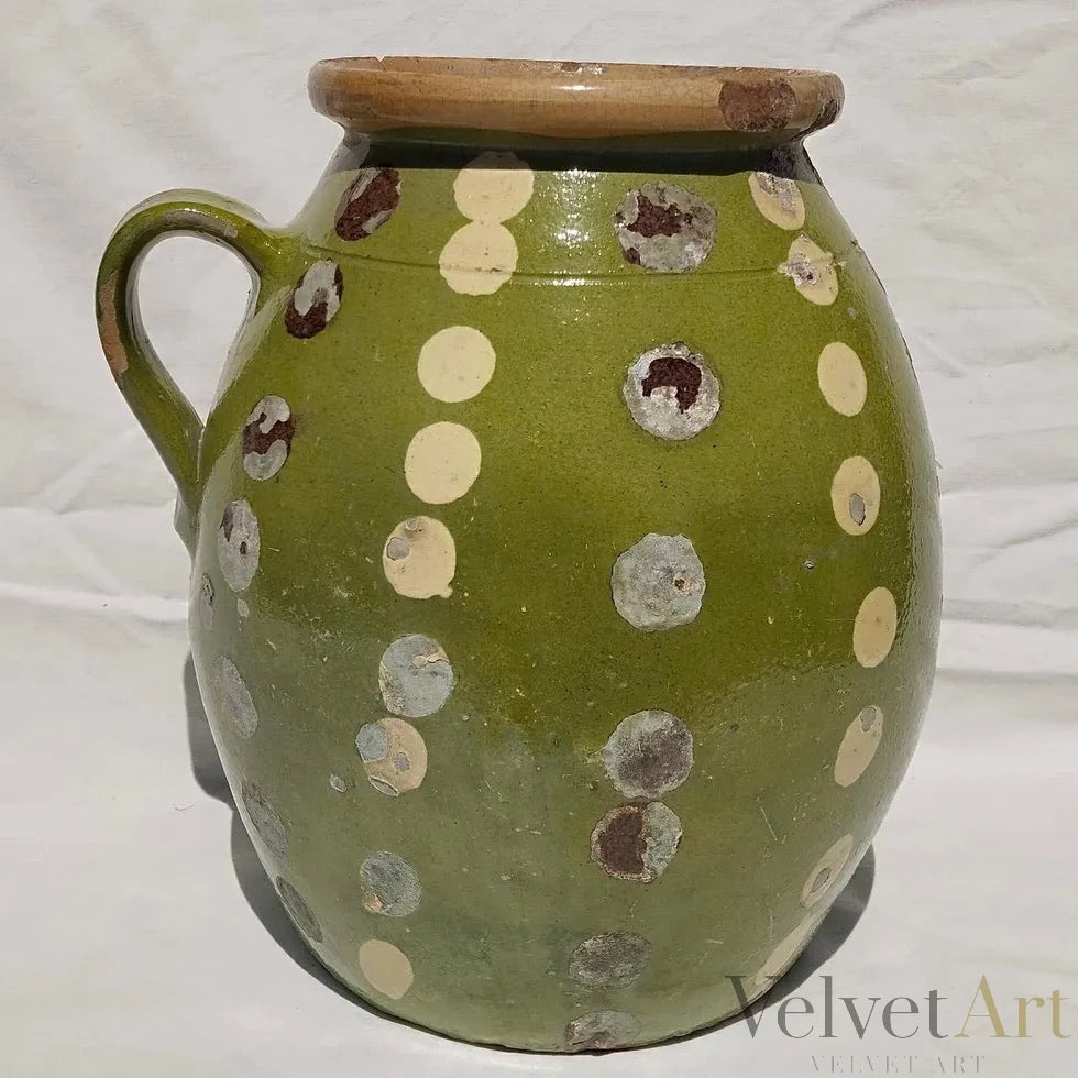 Jarra de Leche Húngara Esmaltada en Verde, 1910 – vista 4 de 5