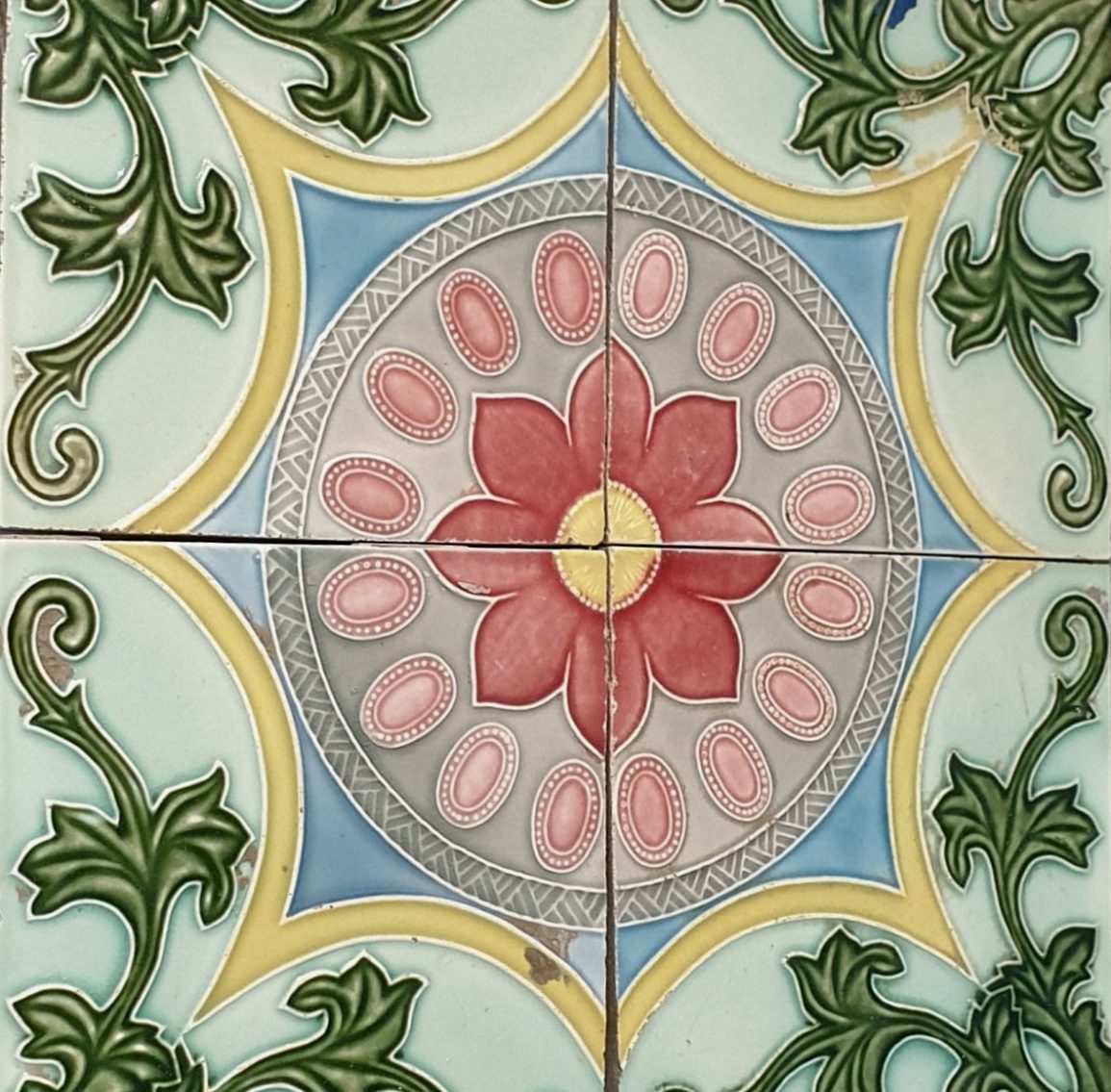 4 azulejos antiguos de porcelana de Japón 1900