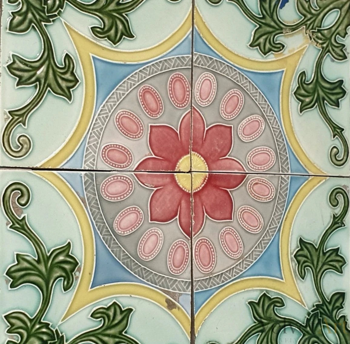 4 azulejos antiguos de porcelana de Japón 1900