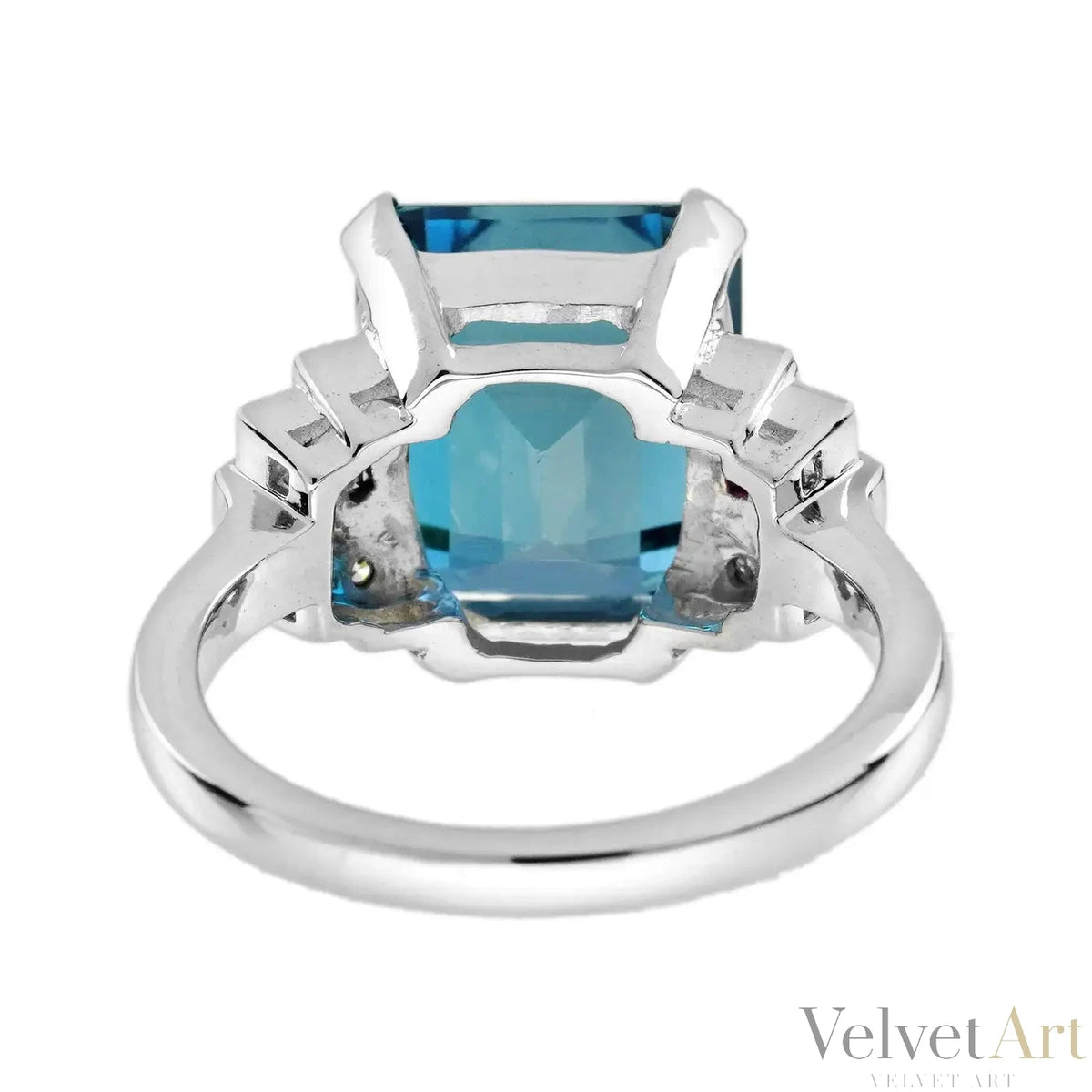 Anillo de Compromiso de Oro con Topacio Azul, Rubí y Diamante – vista 4 de 4