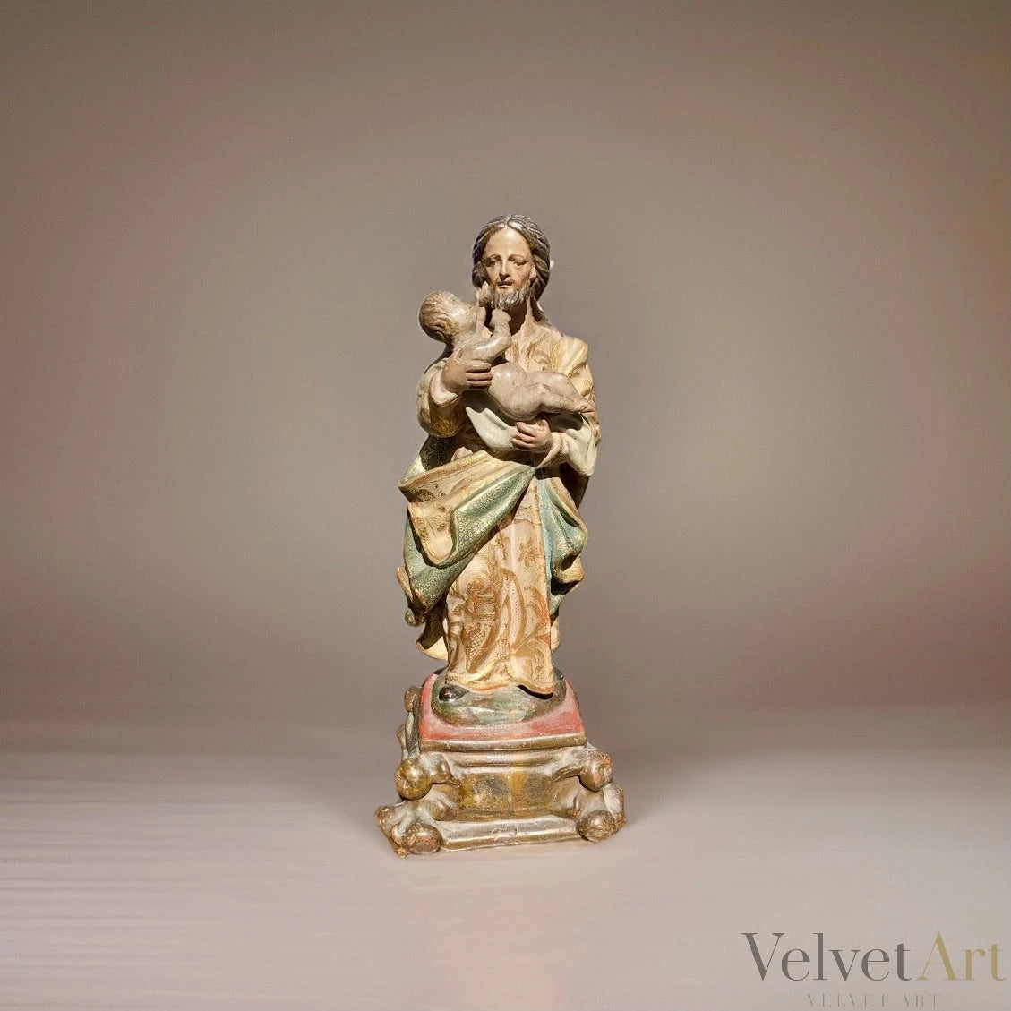 "San José con Niño” | Escultura en Terracota | Escuela Sevillana del Siglo XVIII