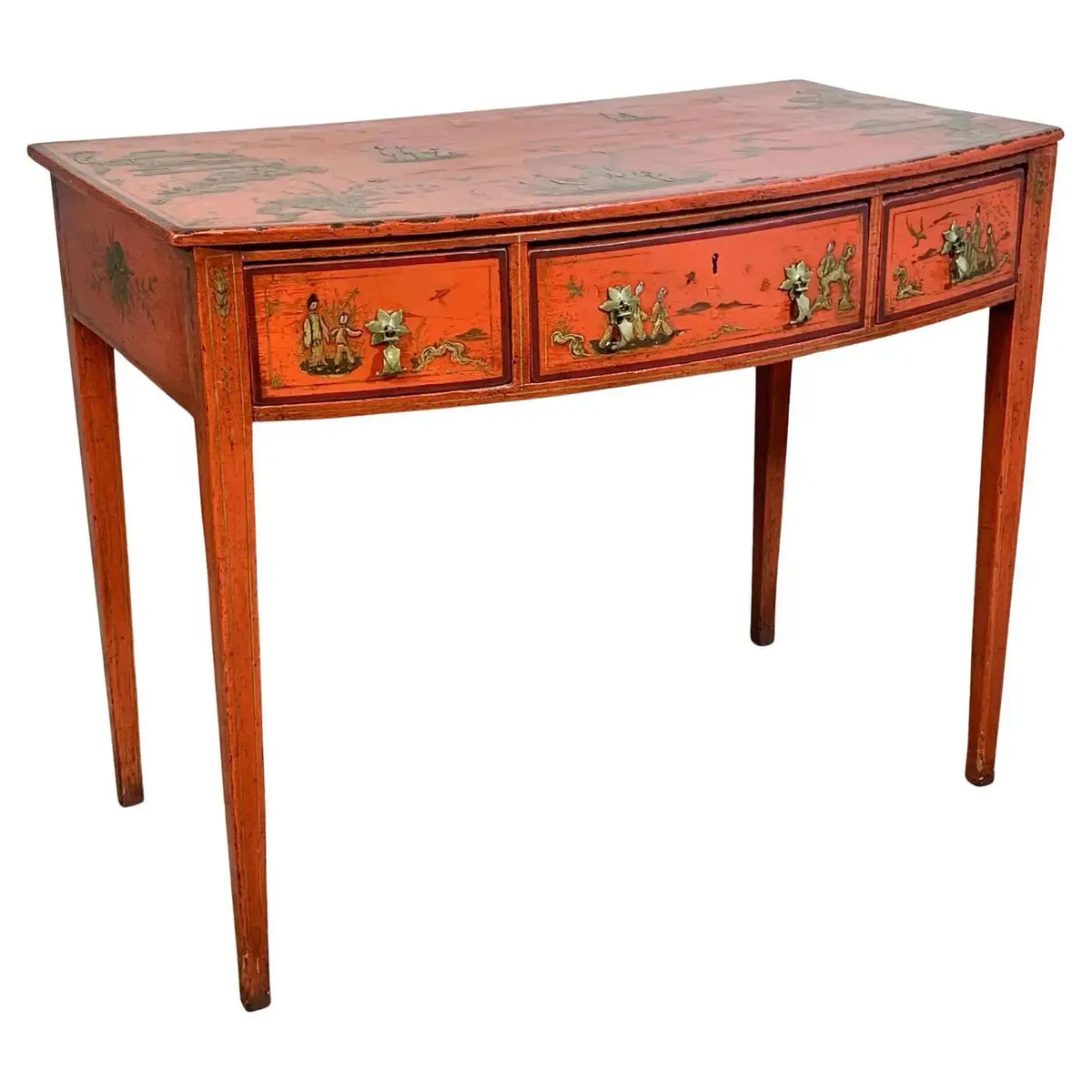Escritorio Jorge III Rojo con Escenas Chinoiserie | Inglaterra 1780