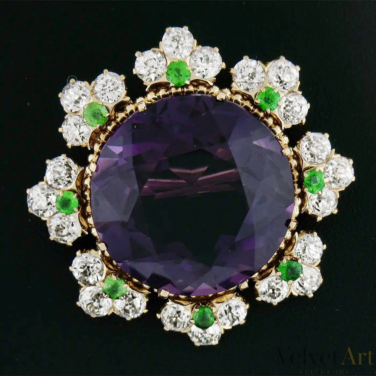 Broche Colgante Victoriano de Oro, Amatista y Brillantes de 1890 – vista 2 de 6
