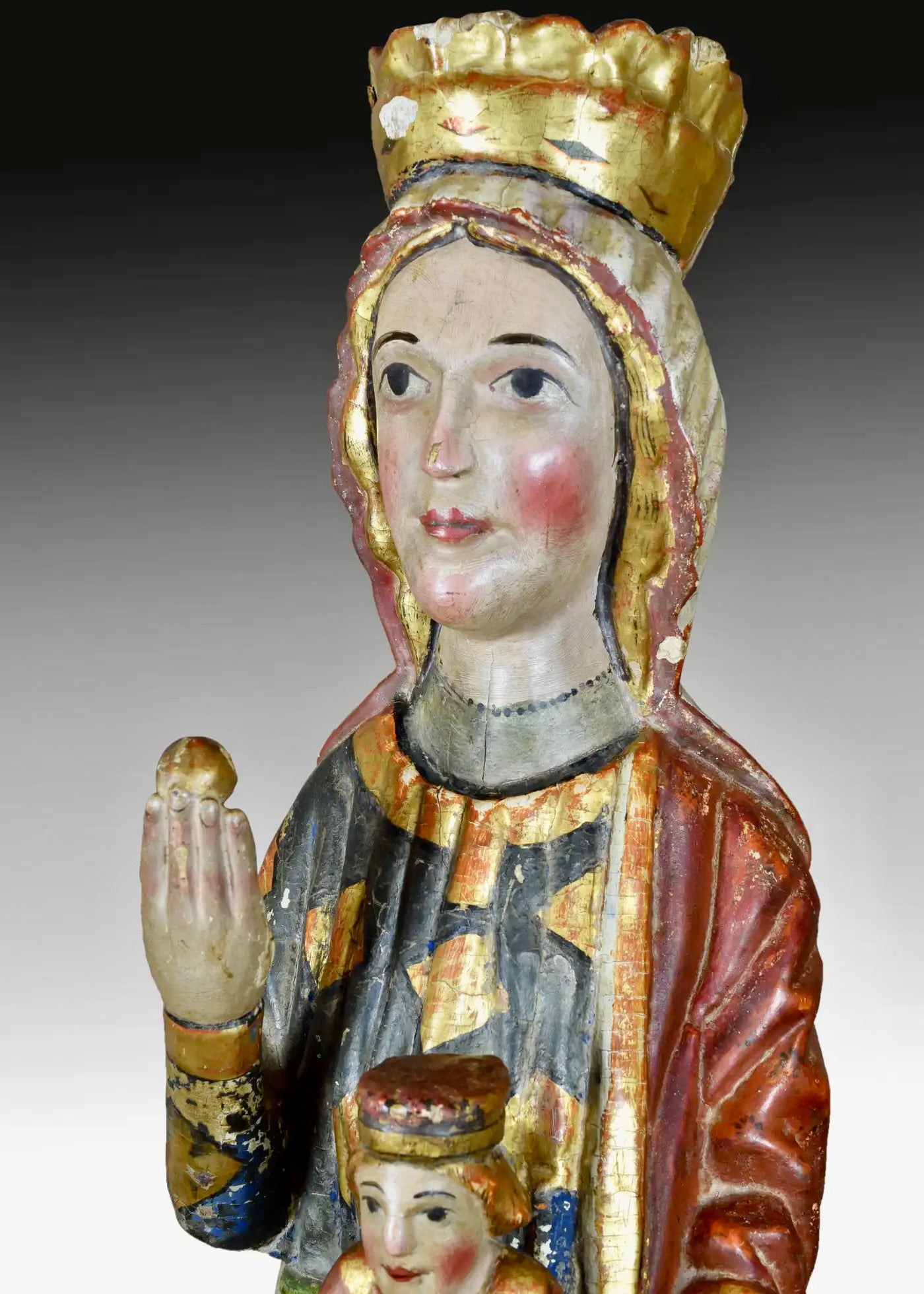 Virgen con Niño | Talla de Madera Policromada | Escuela Española | Siglo XIII