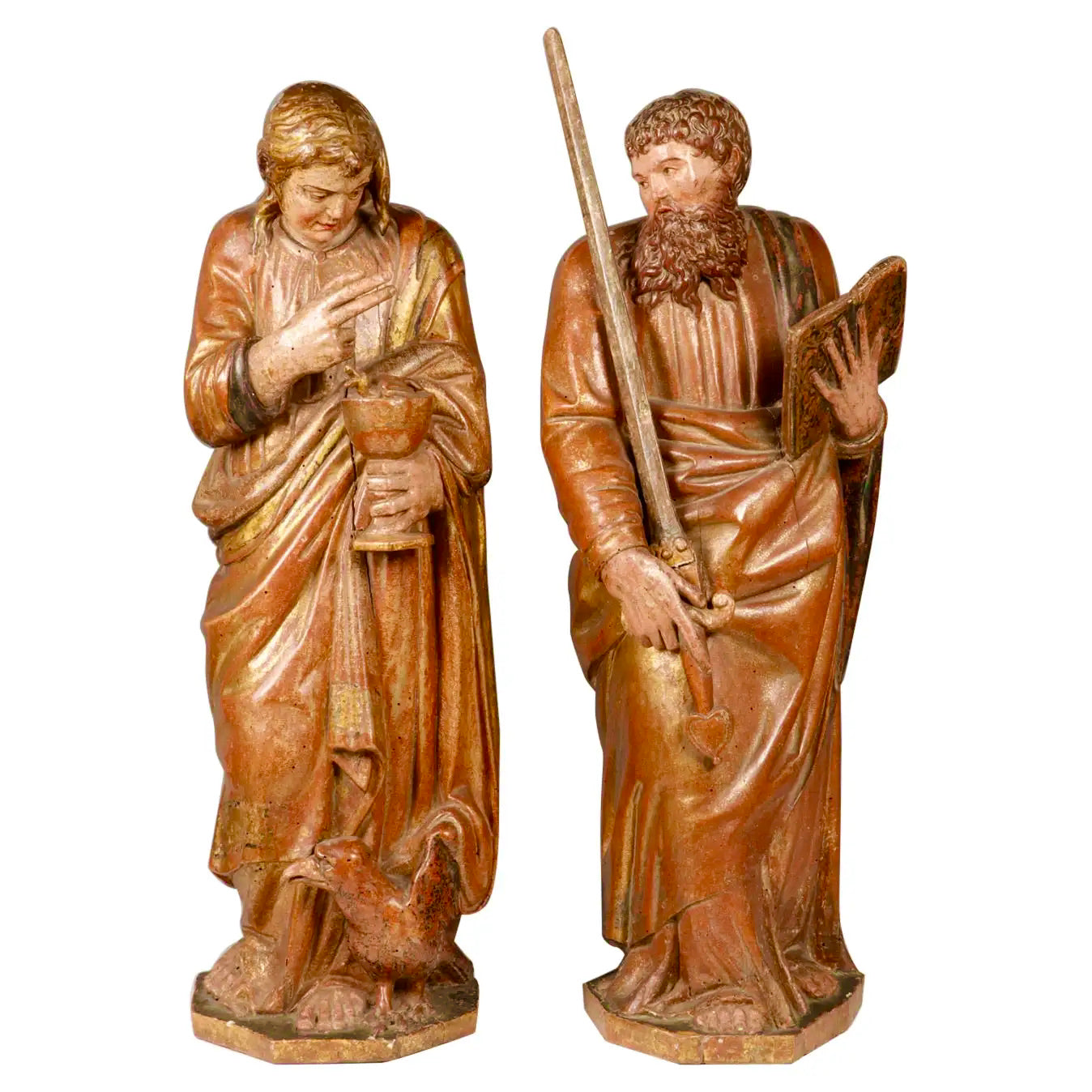 San Juan y San Pablo | Escultura de Madera Policromada | Escuela Castellana Siglo XVI