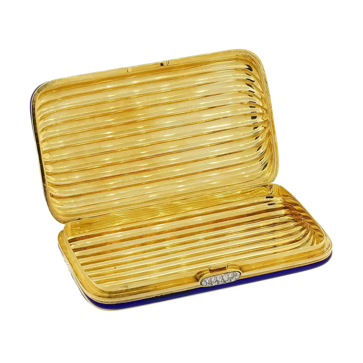 Caja de Maquillaje | Oro, Diamantes y Esmalte Azul | Siglo XX