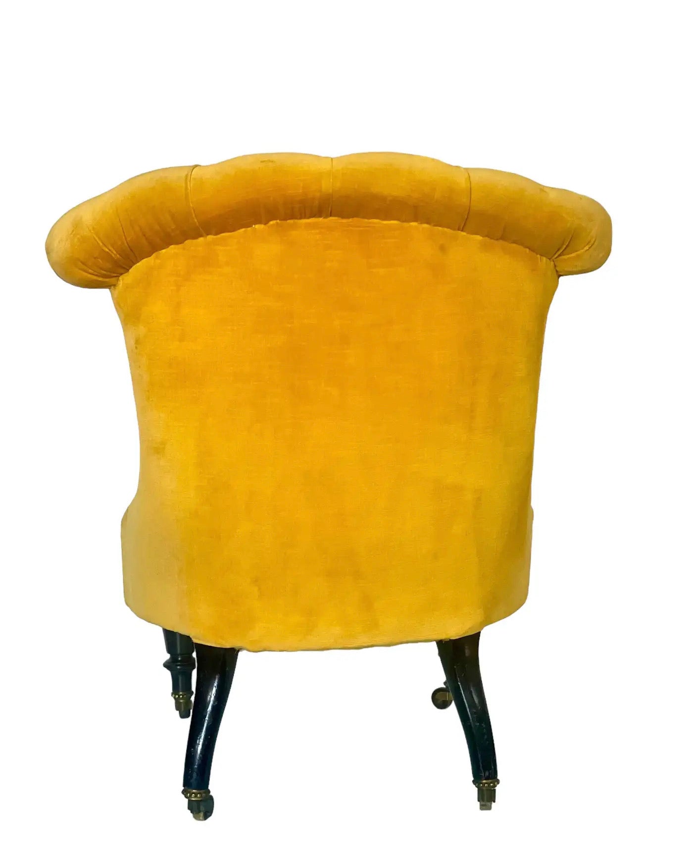 Silla de Terciopelo Amarillo con Escabel | Francia, 1860