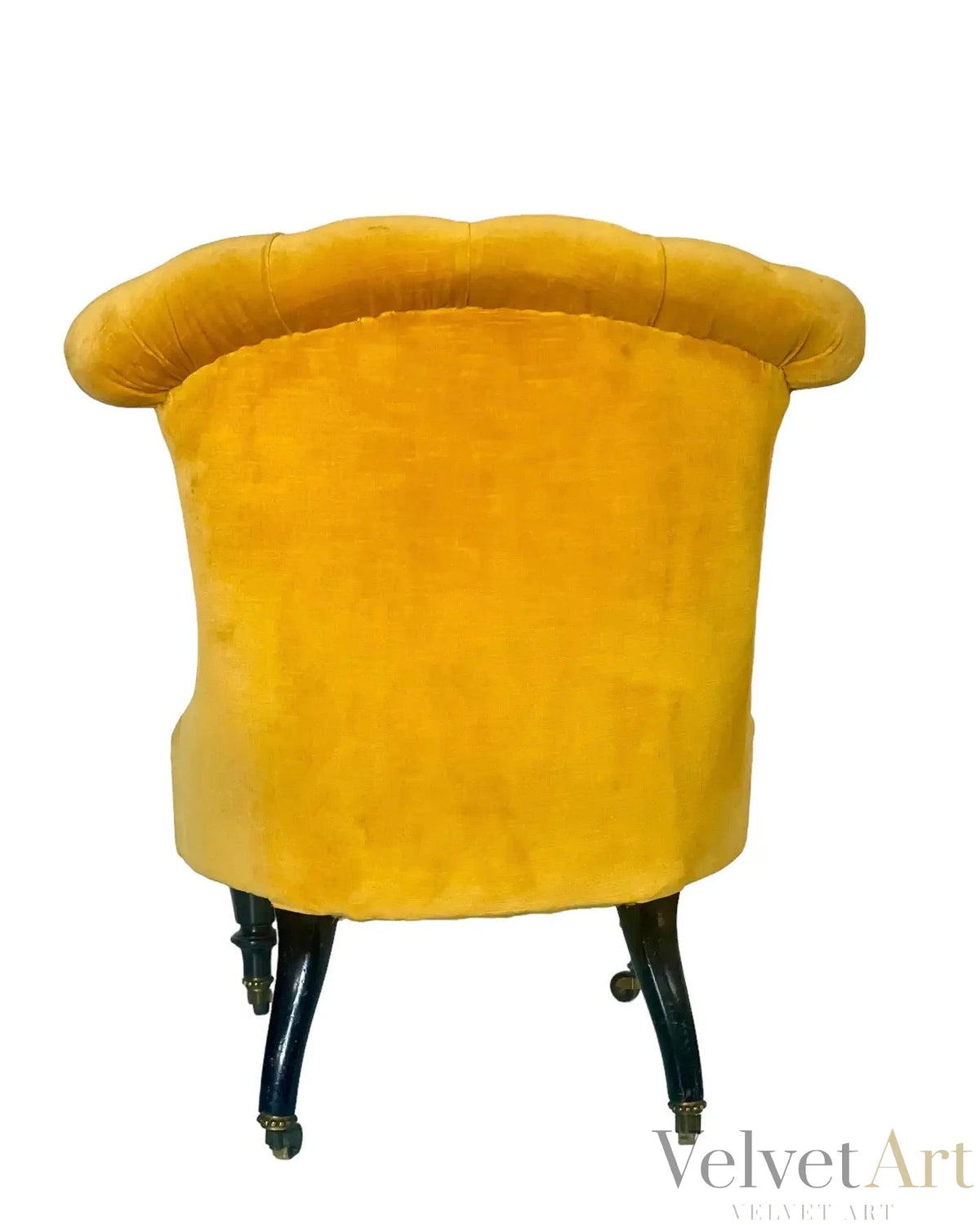 Silla de Terciopelo Amarillo con Escabel, Francia, 1860 – vista 3 de 6