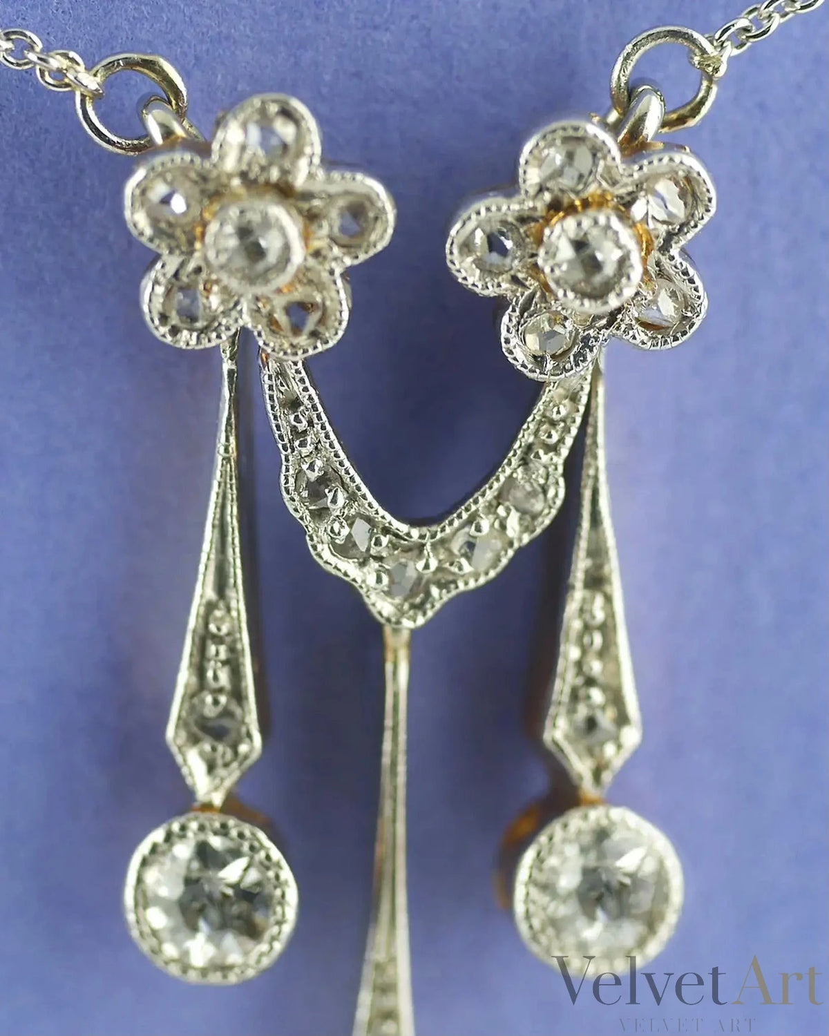 Colgante Doble Eduardiano de Diamantes, Oro y Platino | Reino Unido, 1910