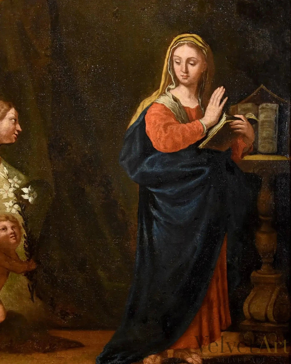 "La Anunciación" de Bonini | Óleo sobre Lienzo | Siglo XVII