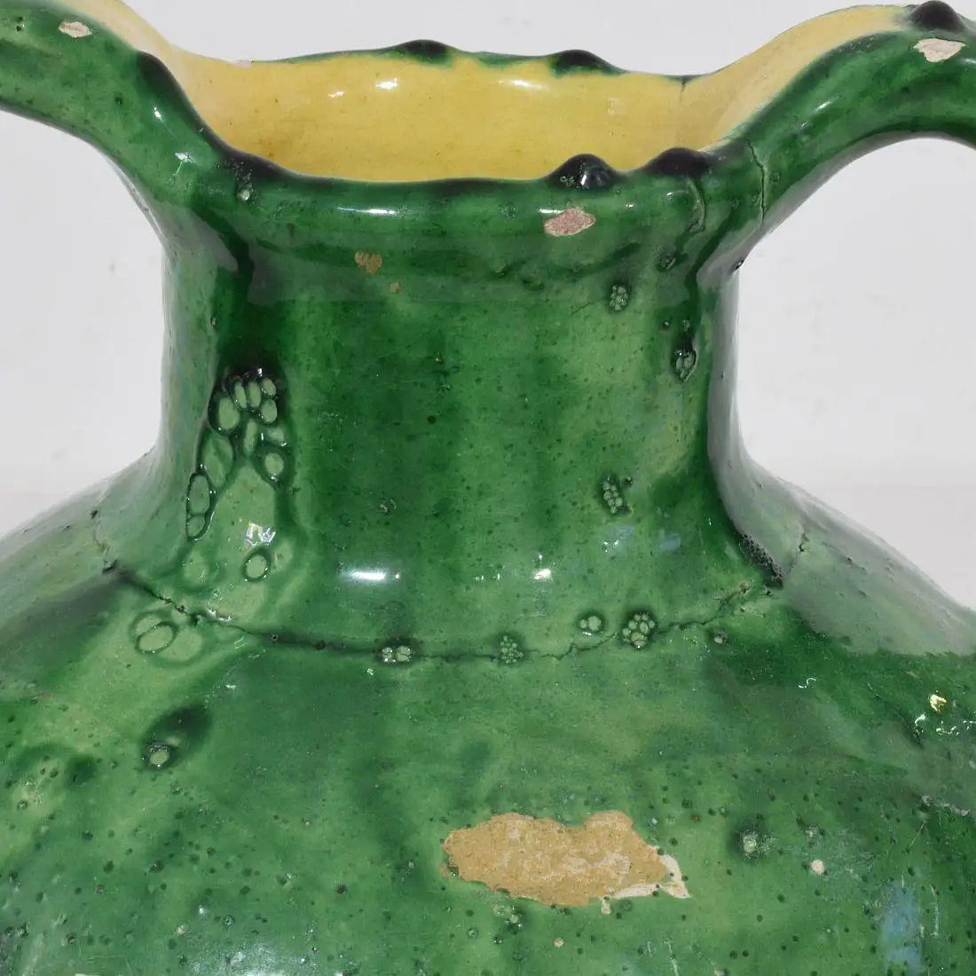 Jarra Verde de Terracota Esmaltada | Cruche Francesa del Siglo XIX