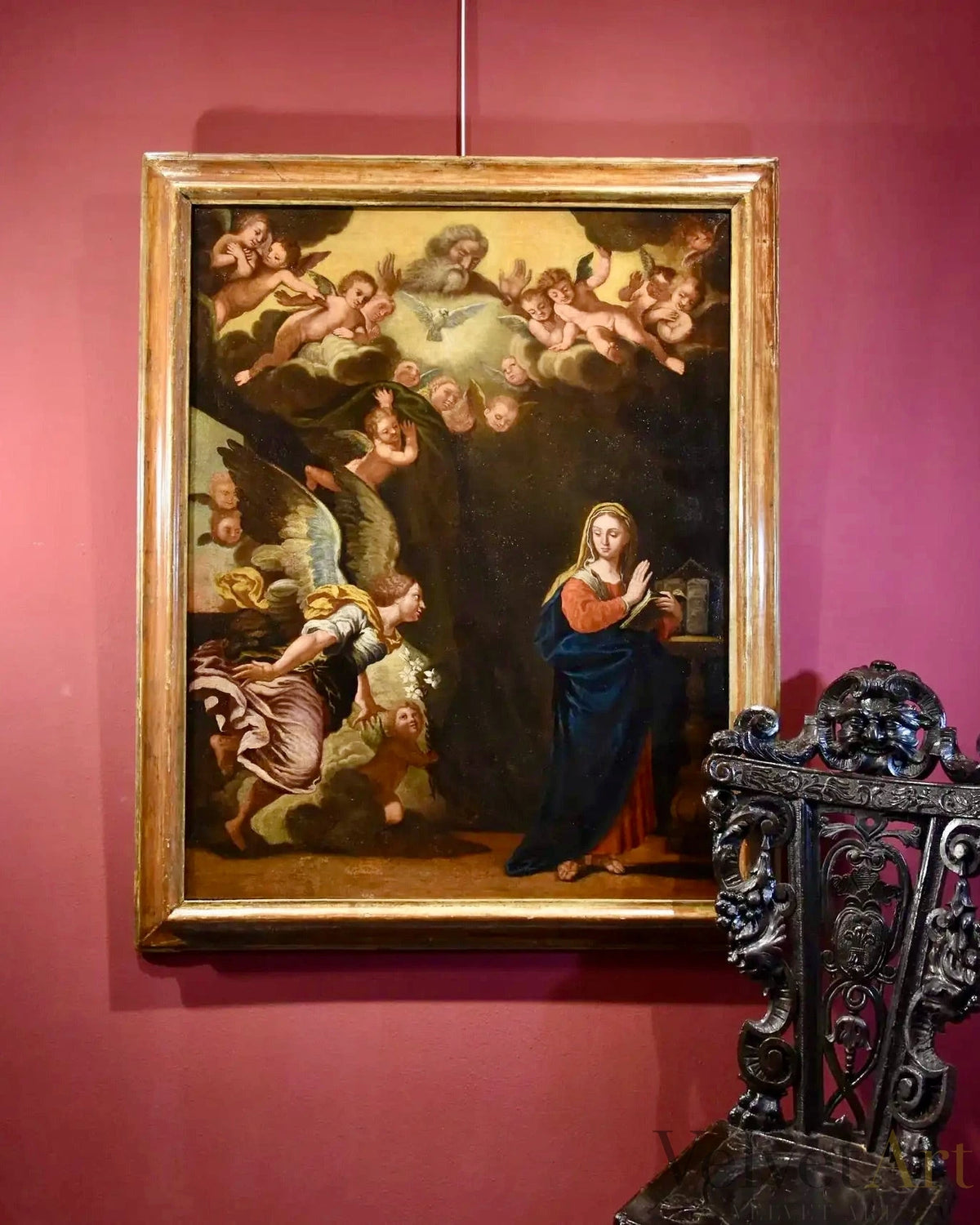 "La Anunciación" de Bonini | Óleo sobre Lienzo | Siglo XVII