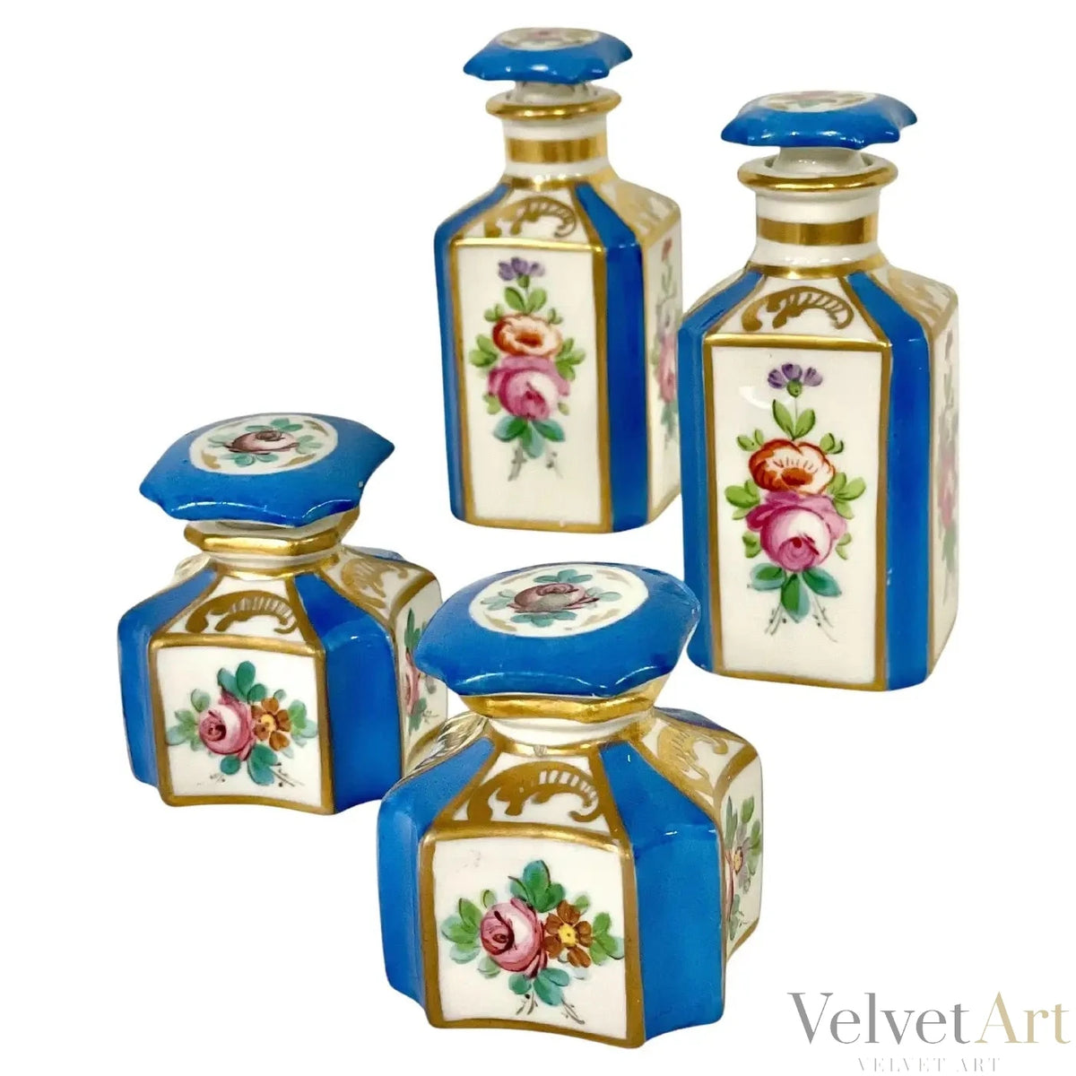 Frascos de Perfume, Porcelana Estilo Sevres, Francia Siglo XIX