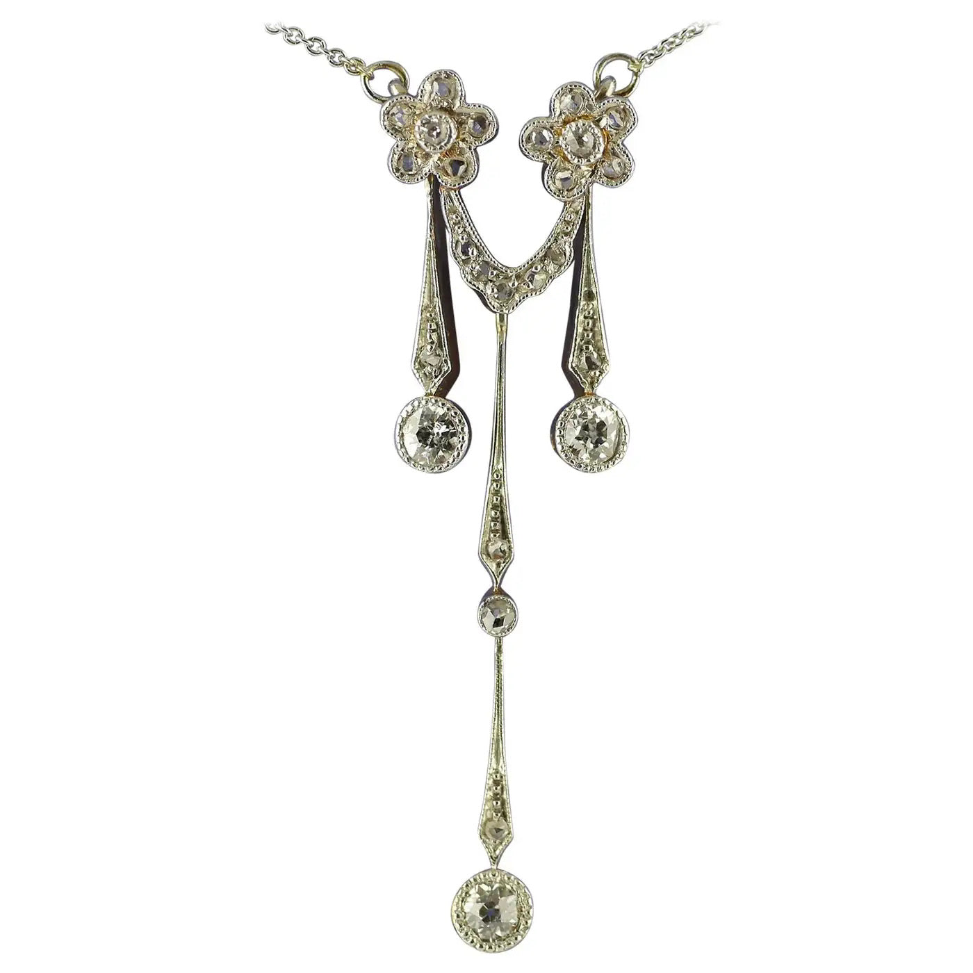 Colgante Doble Eduardiano de Diamantes, Oro y Platino | Reino Unido, 1910