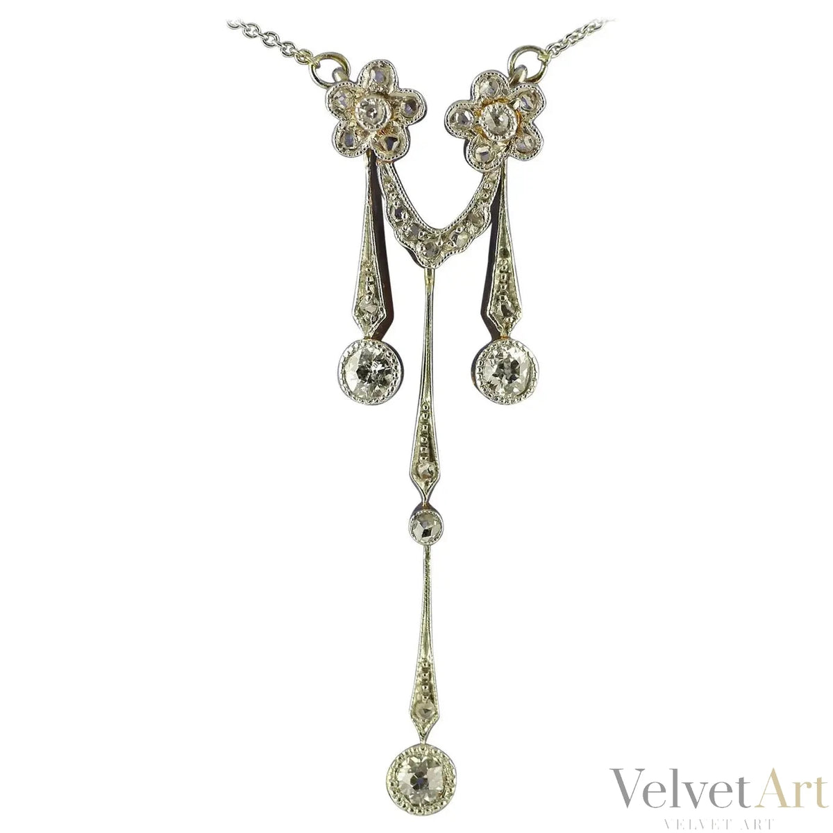 Colgante Doble Eduardiano de Diamantes, Oro y Platino | Reino Unido, 1910
