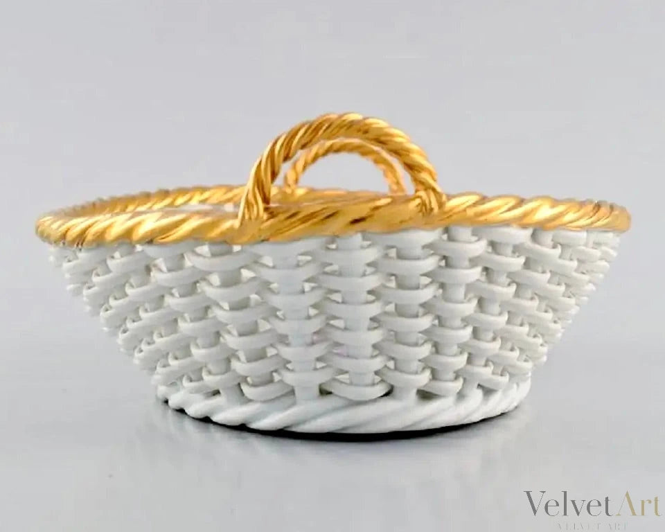 Cesta de Porcelana Trenzada, Meissen, Finales Siglo XIX – vista 5 de 5