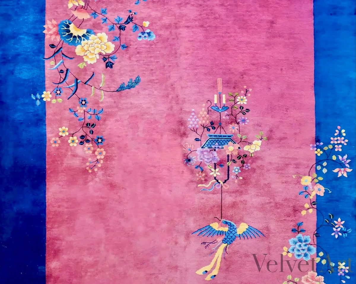 Alfombra Flores de Realeza, Estilo Art Deco, China 1920 – vista 4 de 4
