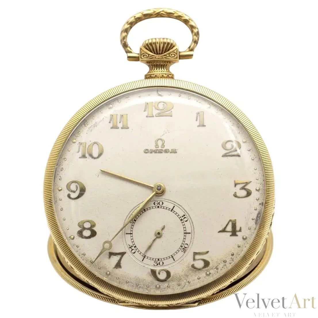 Reloj de Bolsillo Omega en Oro de 18 Quilates. Sabonette con Esfera de Esmalte