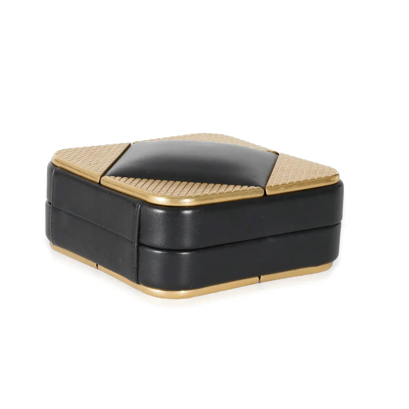 Clutch Chanel CC Cuadrado en Piel de Cordero Negra y Metal Dorado