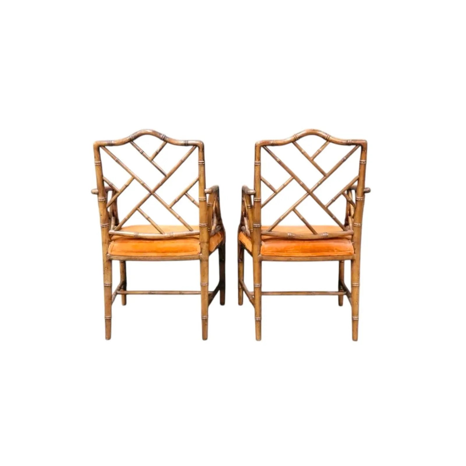 Sillones de Bambú y Terciopelo | Estilo Chippendale | Finales Siglo XX