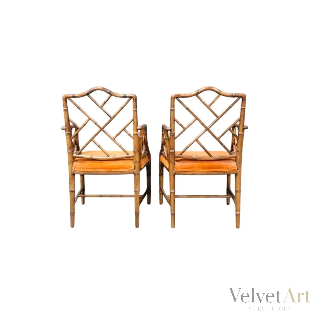 Sillones de Bambú y Terciopelo, Estilo Chippendale, Finales Siglo XX – vista 3 de 4