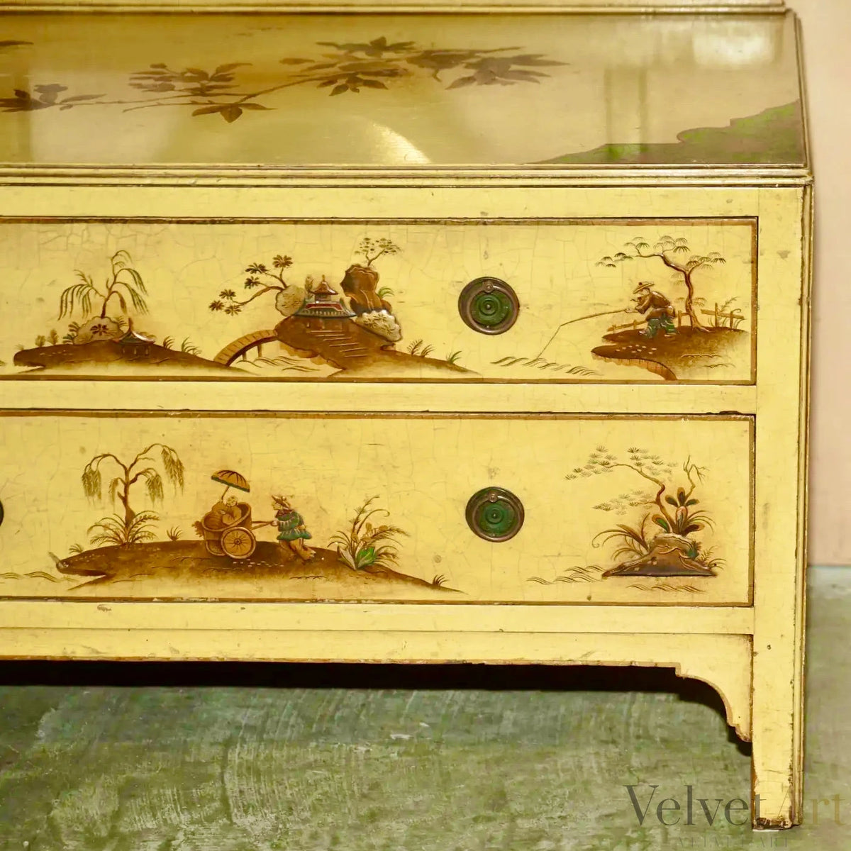 Cómoda Tocador Estilo Chinoiserie de Roble, Principios del Siglo XX