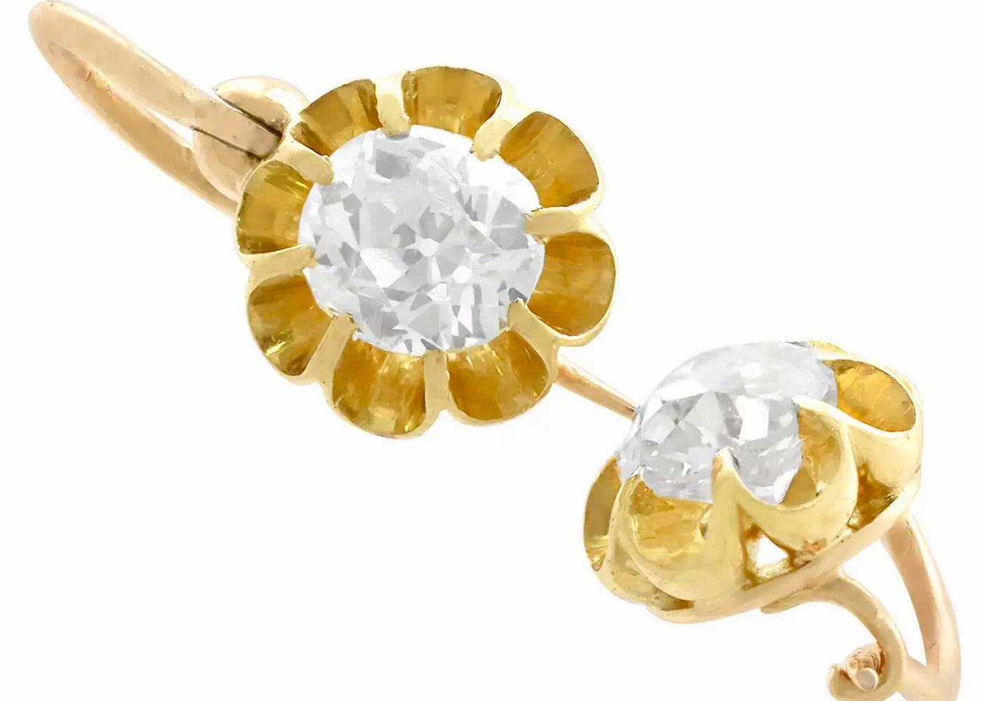 Pendientes de Gota de Oro Amarillo y Diamantes de 1910