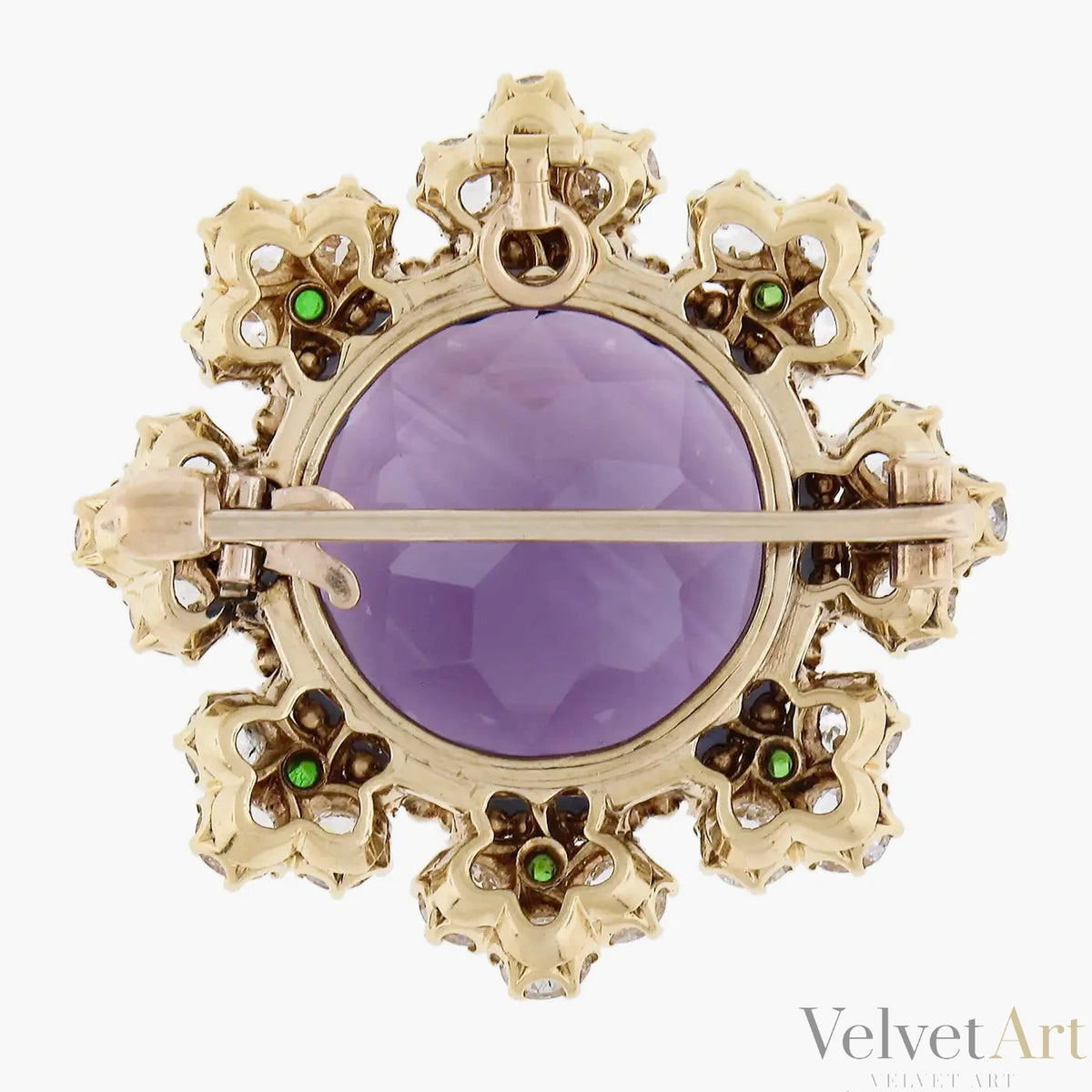 Broche Colgante Victoriano de Oro, Amatista y Brillantes de 1890 – vista 3 de 6