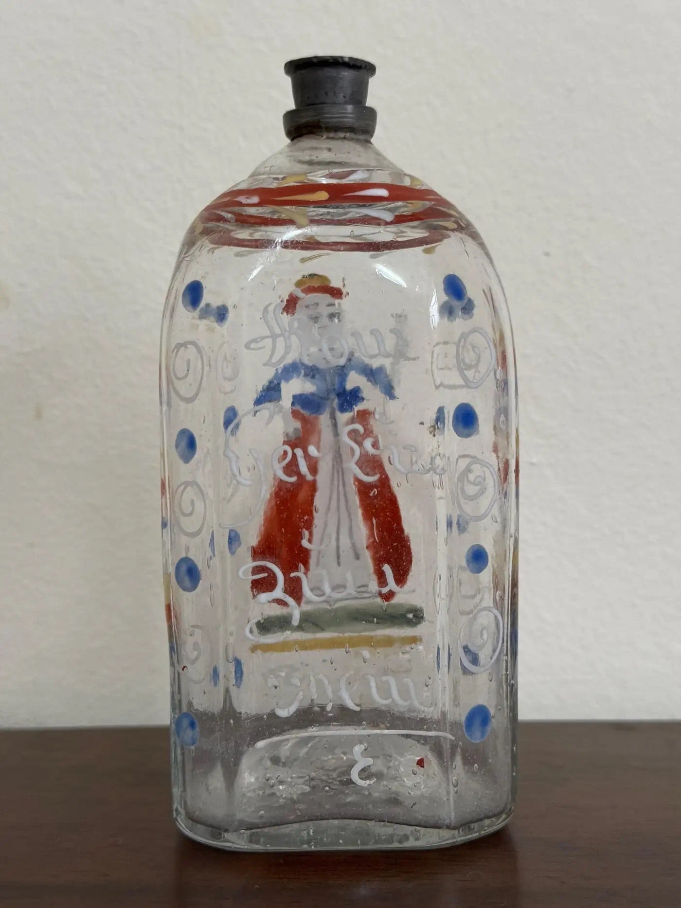 Botella Alemana de Vidrio Decorado | Siglo XVIII