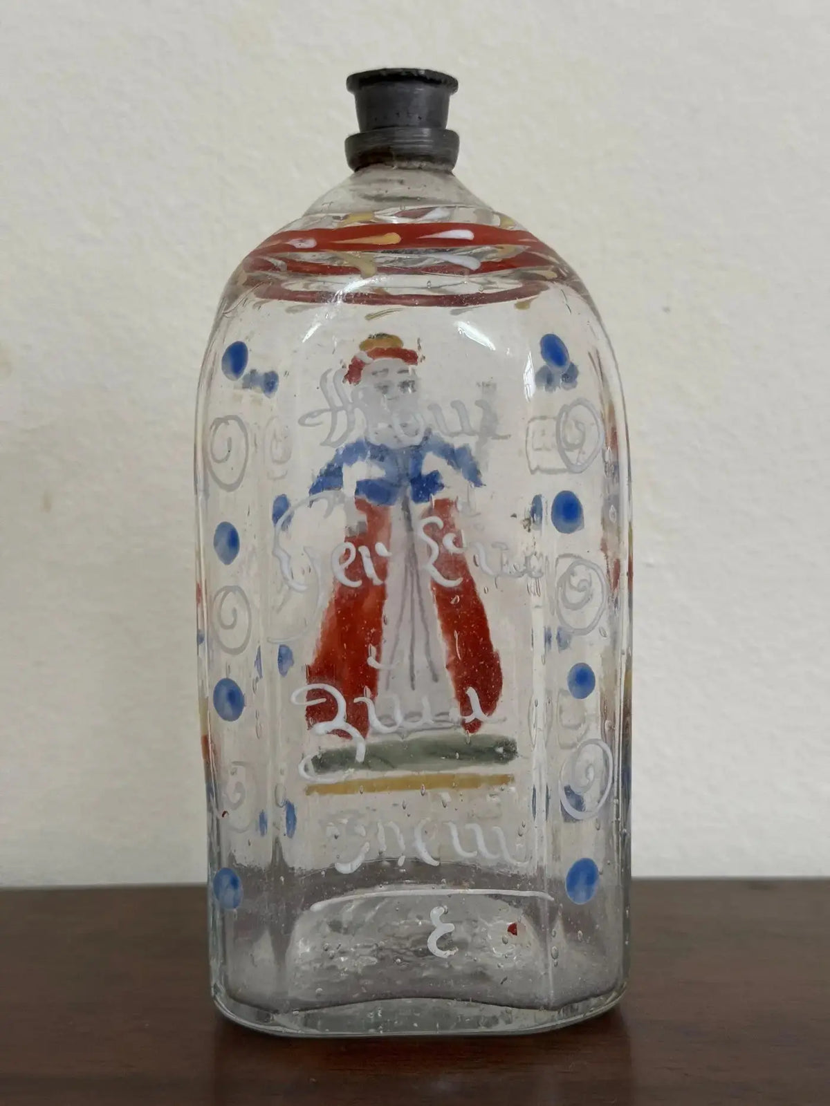 Botella Alemana de Vidrio Decorado | Siglo XVIII