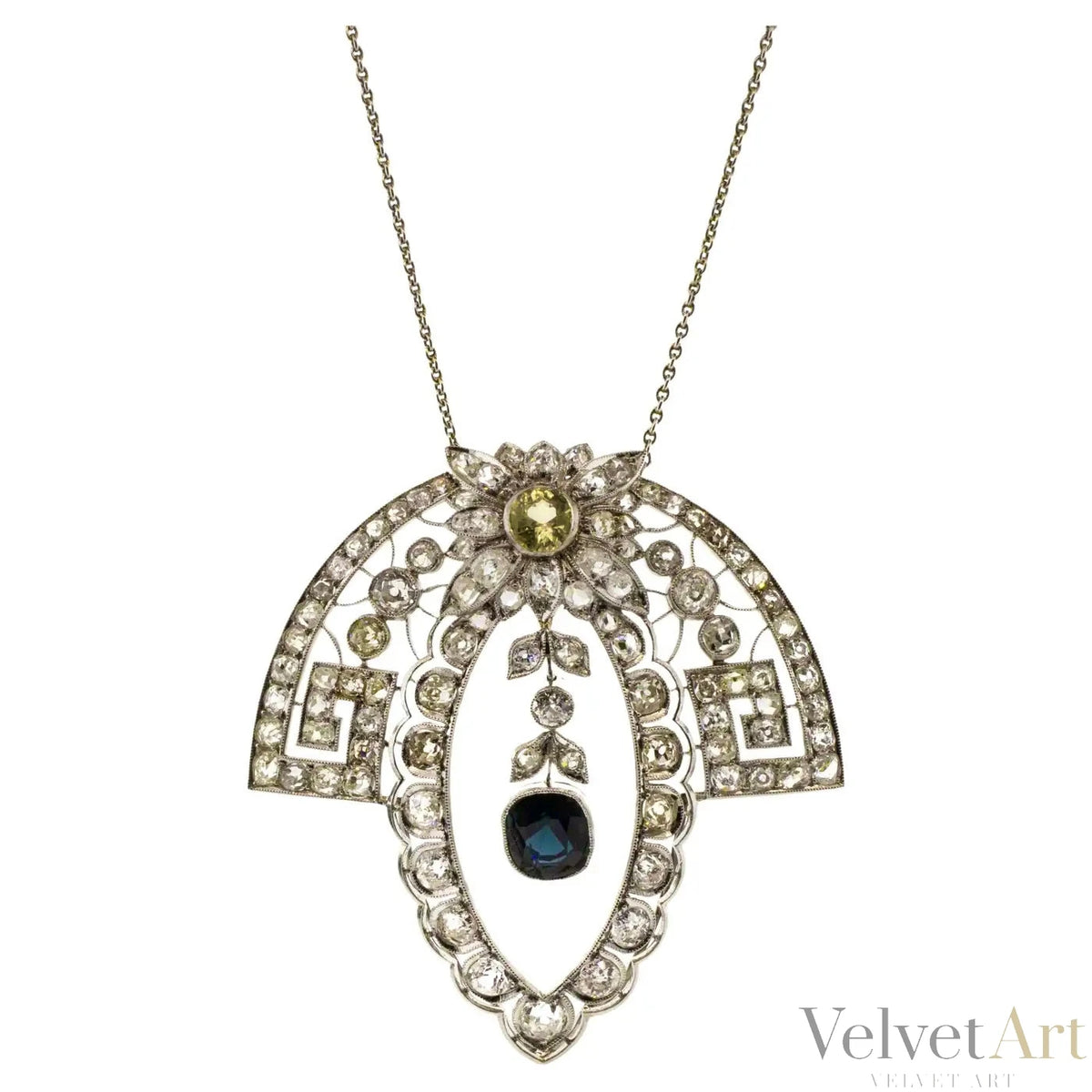Collar Eduardiano de Zafiro y Diamantes en Platino | Austria, 1901