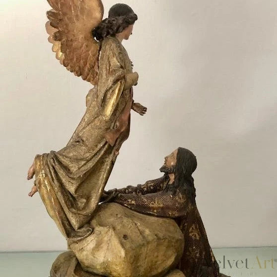 Escultura Religiosa Neobarroca en Madera Policromada | “La Oración en el Huerto"