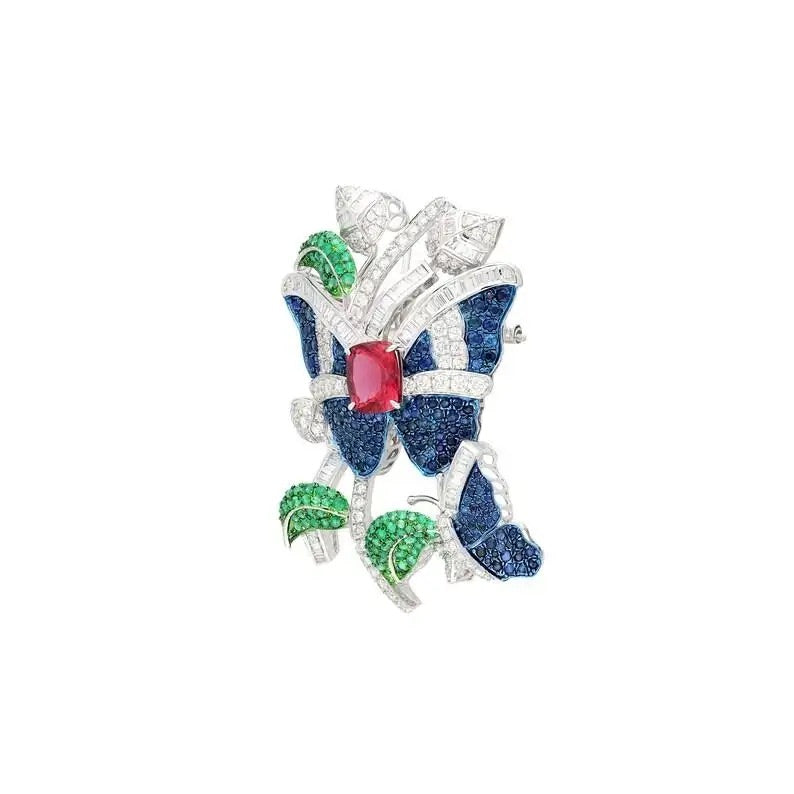Broche Esmeraldas y Rubí | Estilo Art Deco | "Mariposa"