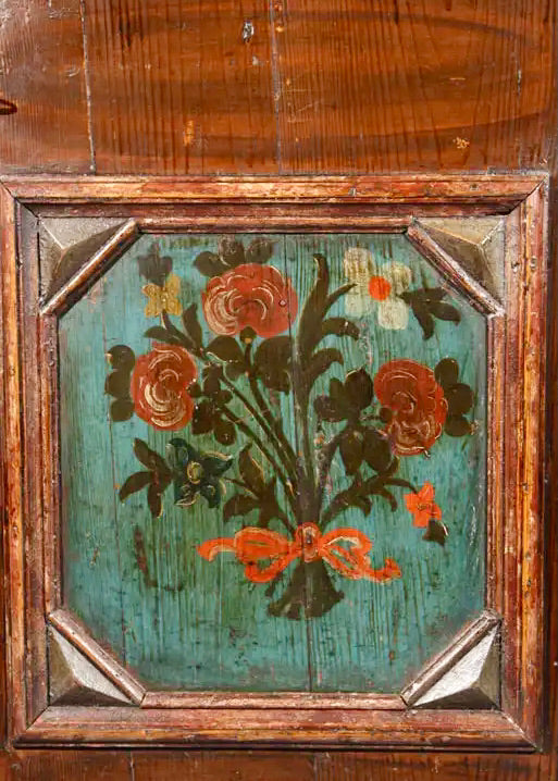 Kas holandesa pintada del siglo XIX con flores y pintura original