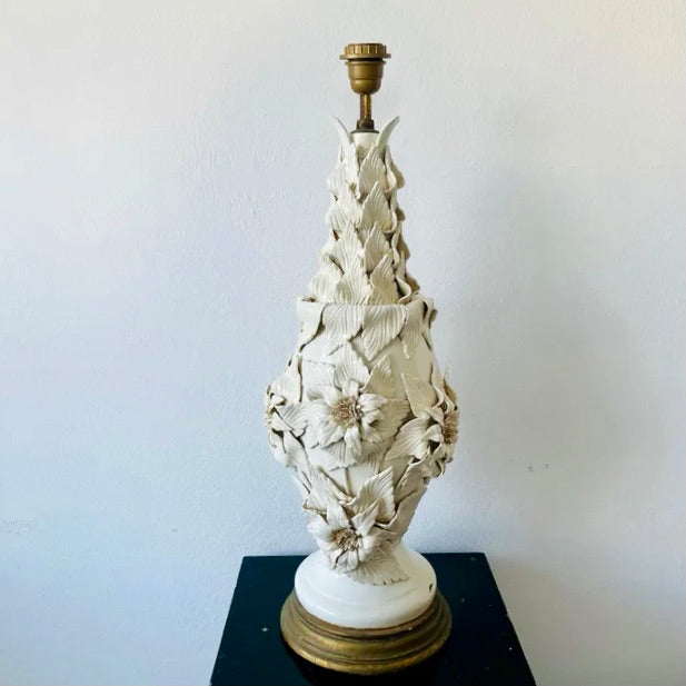 Pie de Lámpara de Manises Blanco | Cerámica Artesanal Valenciana