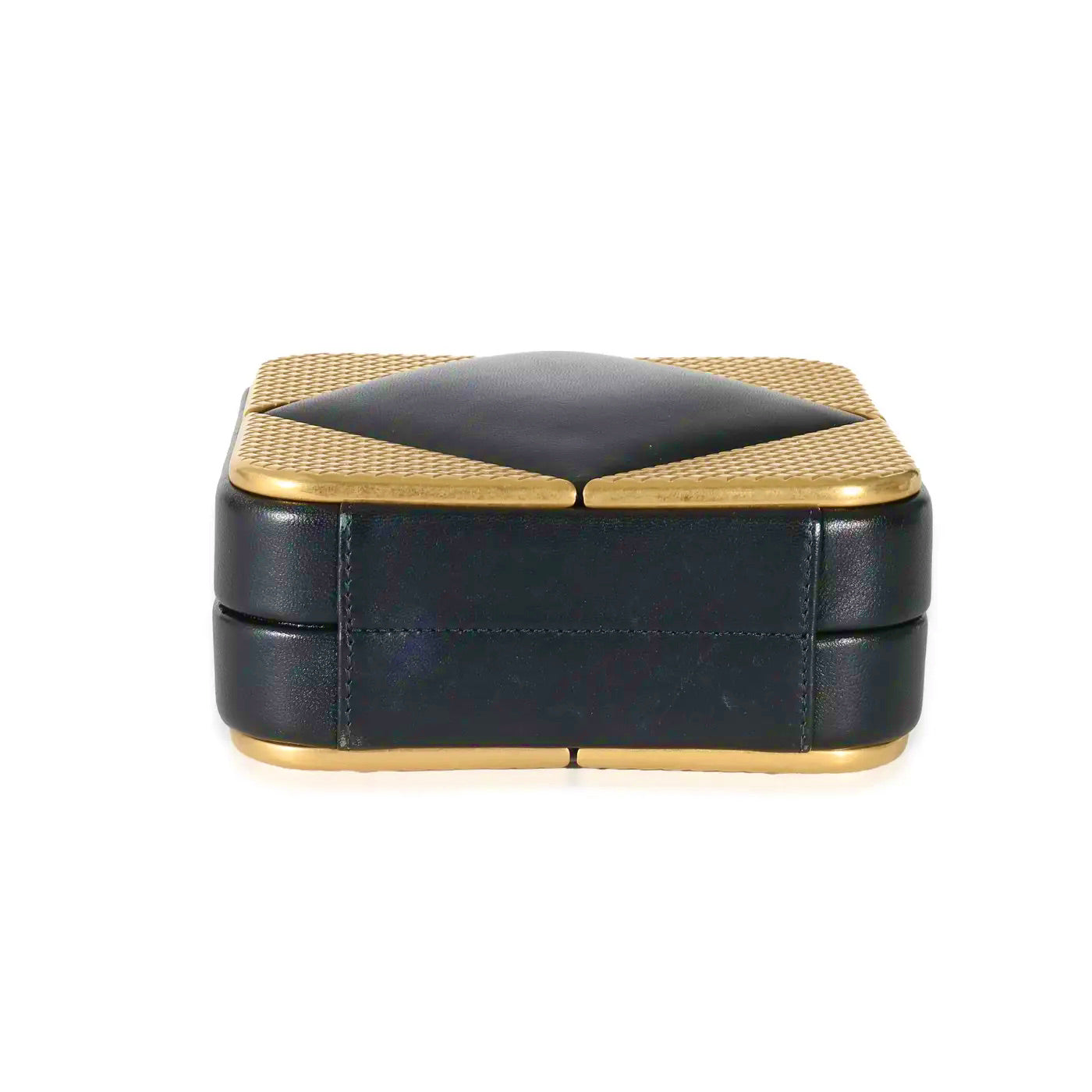 Clutch Chanel CC Cuadrado en Piel de Cordero Negra y Metal Dorado