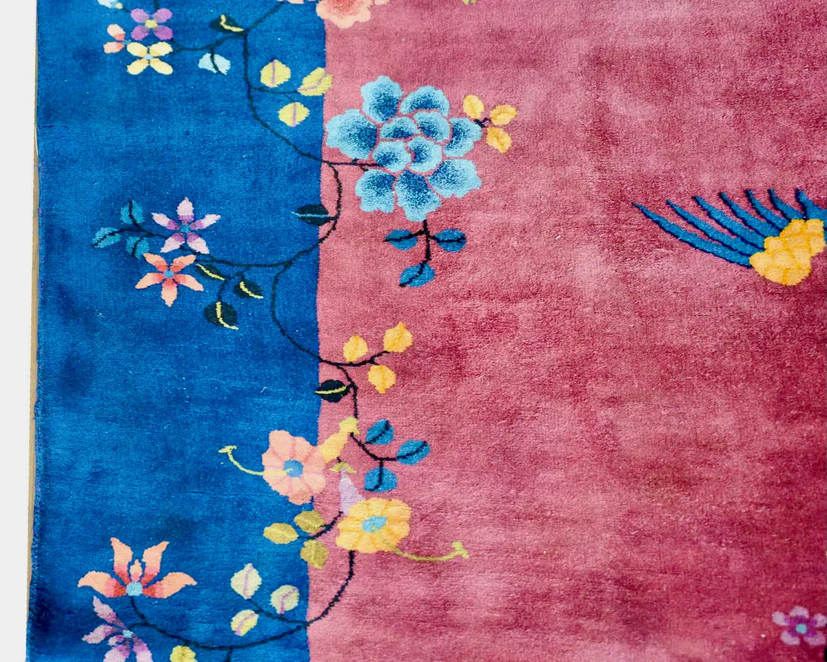 Alfombra Flores de Realeza, Estilo Art Deco, China 1920 – vista 3 de 4