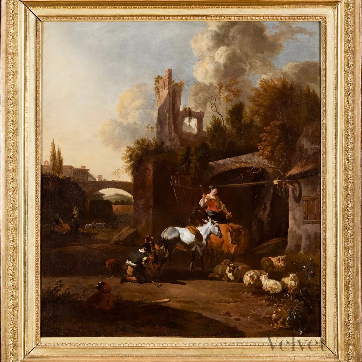 Jan Van Der Bent | “Paisaje Ideal con Bodegón Animal” | Pintura Barroca Holandesa, 1680