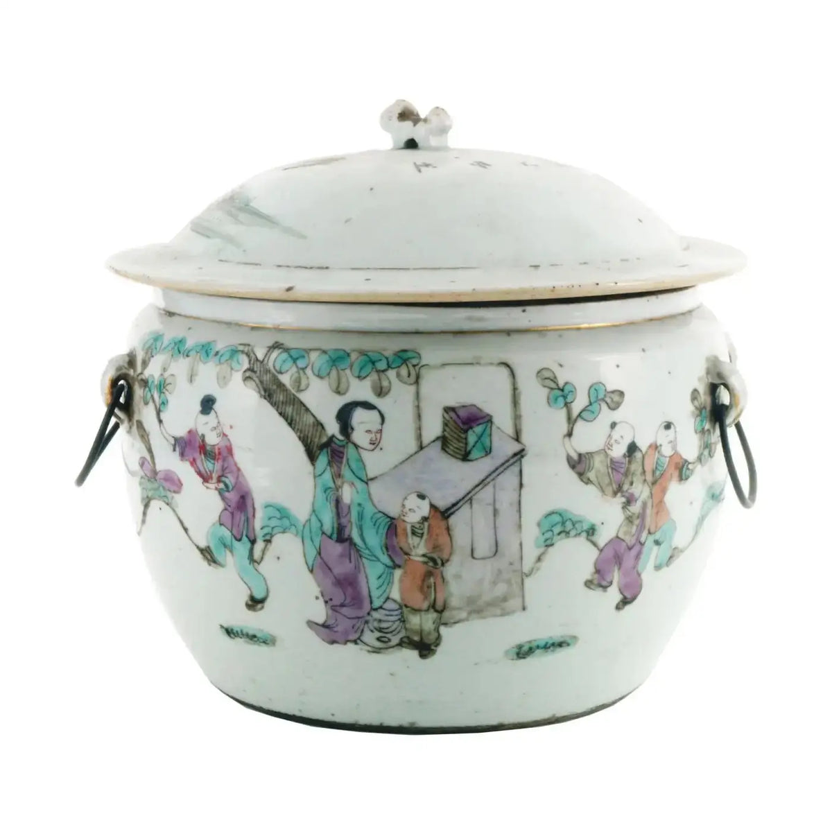 Jarrón Cubo de Porcelana China Famille Verte 1700