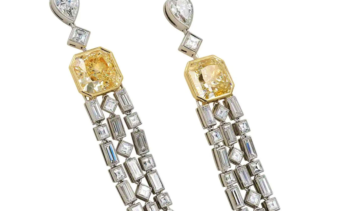 Pendientes de Diamantes Amarillos con Clip | Sophia D. | 2022