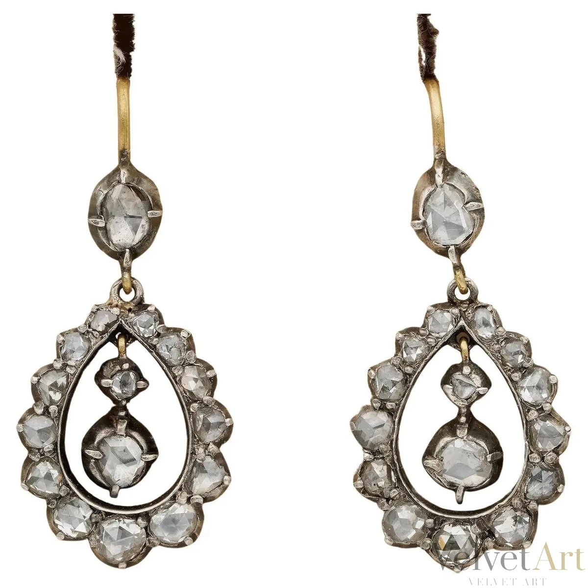 Pendientes Georgianos de Gota con Diamantes Talla Rosa de 1790