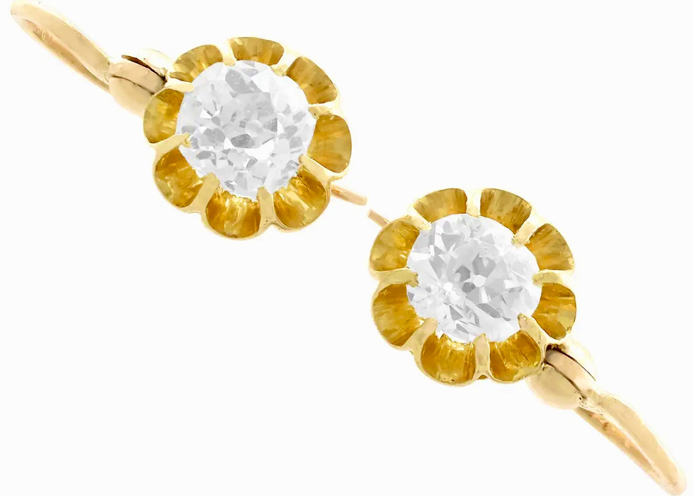 Pendientes de Gota de Oro Amarillo y Diamantes de 1910