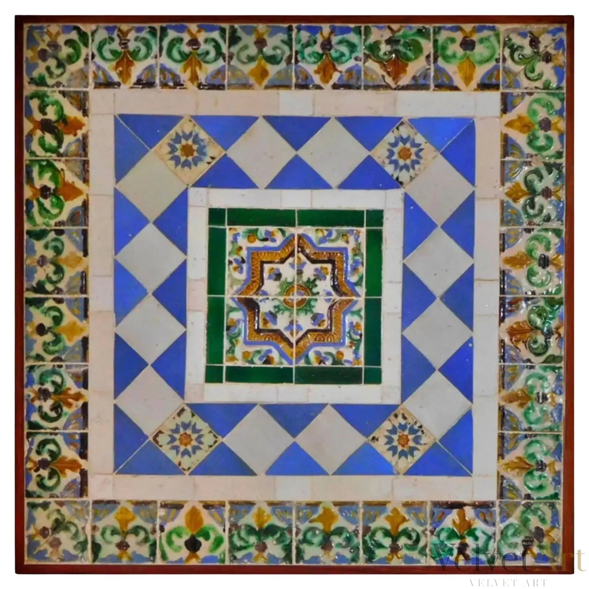 Composición Morisca de Azulejos de Porcelana | Panel del Siglo XVI