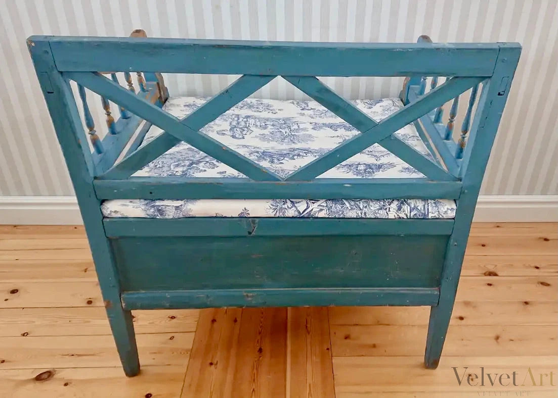 Sofá Gustaviano Azul Sueco Original de Ersnäs, Suecia